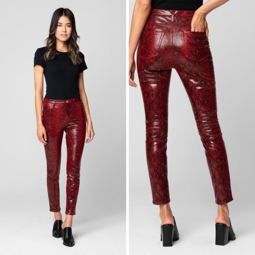 BLANK NYC Vegan Leather Snakeskin Red Pants